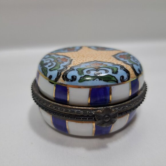 Cloisonne Enamel Collectible Medicine Pill Box Container Multi Colored - Picture 1 of 16